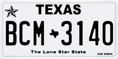 TX license plate BCM3140