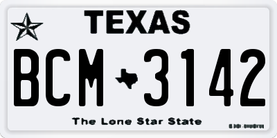 TX license plate BCM3142