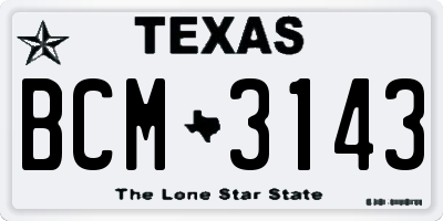 TX license plate BCM3143