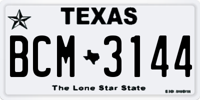 TX license plate BCM3144