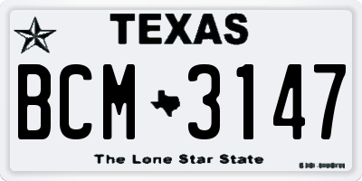 TX license plate BCM3147