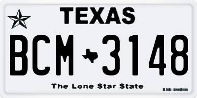 TX license plate BCM3148