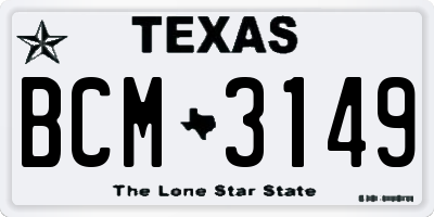 TX license plate BCM3149