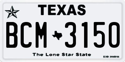 TX license plate BCM3150