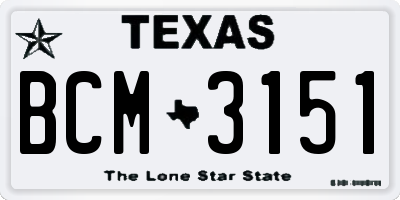 TX license plate BCM3151