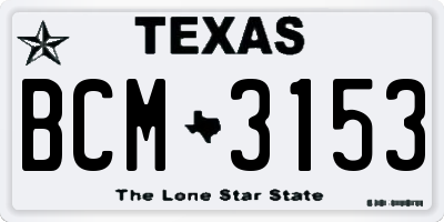 TX license plate BCM3153