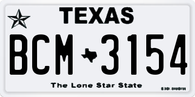 TX license plate BCM3154