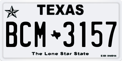 TX license plate BCM3157
