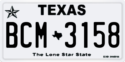 TX license plate BCM3158