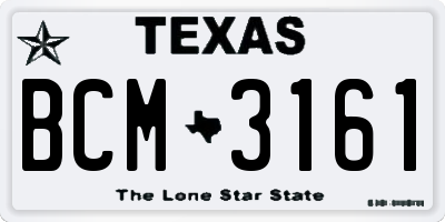 TX license plate BCM3161