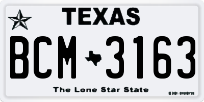 TX license plate BCM3163