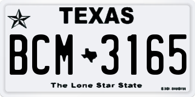 TX license plate BCM3165