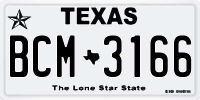 TX license plate BCM3166