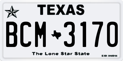 TX license plate BCM3170