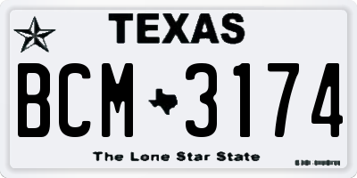 TX license plate BCM3174