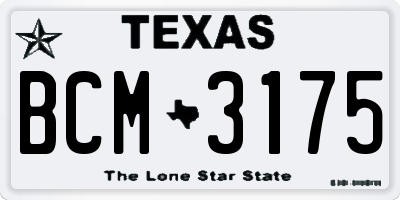 TX license plate BCM3175
