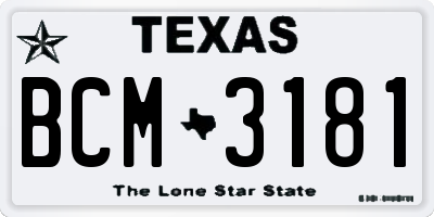TX license plate BCM3181