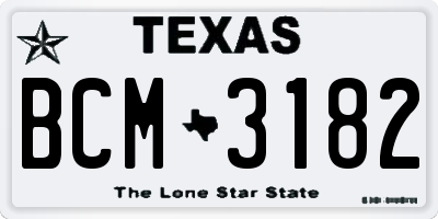TX license plate BCM3182