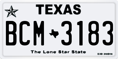 TX license plate BCM3183