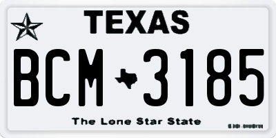 TX license plate BCM3185