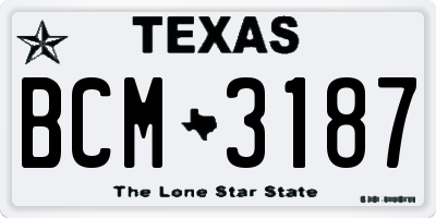 TX license plate BCM3187