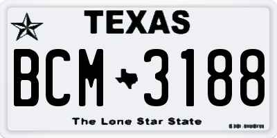 TX license plate BCM3188