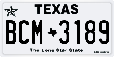 TX license plate BCM3189