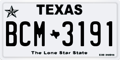 TX license plate BCM3191