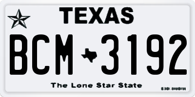 TX license plate BCM3192