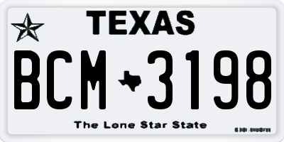 TX license plate BCM3198
