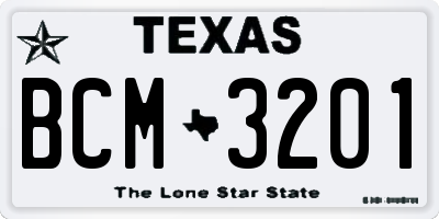 TX license plate BCM3201