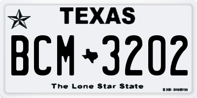 TX license plate BCM3202