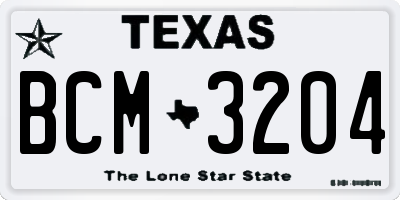 TX license plate BCM3204