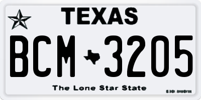 TX license plate BCM3205