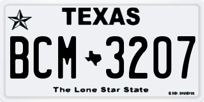 TX license plate BCM3207