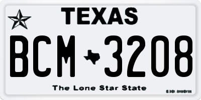 TX license plate BCM3208