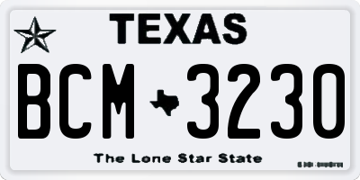 TX license plate BCM3230