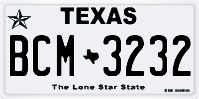 TX license plate BCM3232