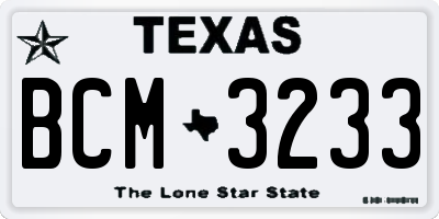 TX license plate BCM3233