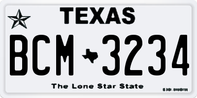TX license plate BCM3234