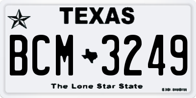 TX license plate BCM3249