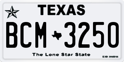 TX license plate BCM3250