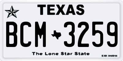 TX license plate BCM3259