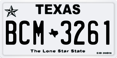 TX license plate BCM3261