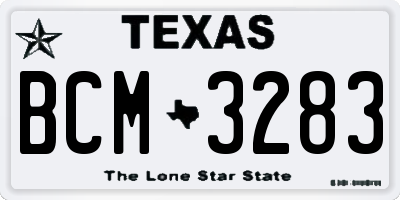 TX license plate BCM3283
