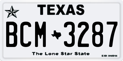 TX license plate BCM3287