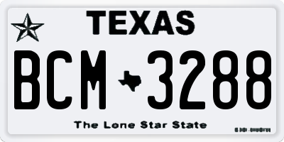 TX license plate BCM3288