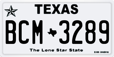 TX license plate BCM3289