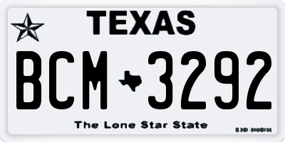 TX license plate BCM3292