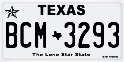 TX license plate BCM3293